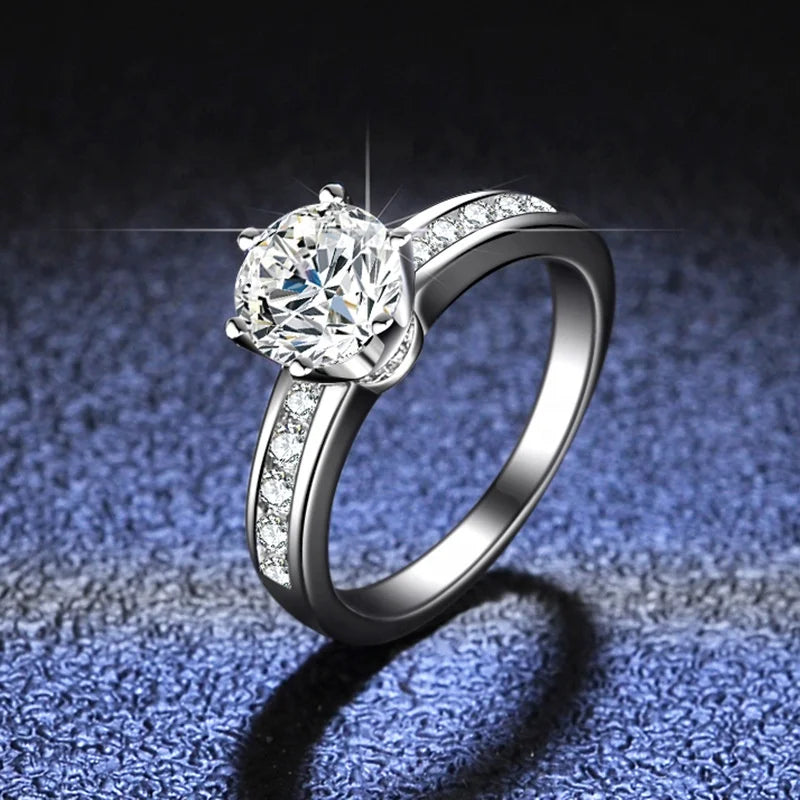 Synthetic Diamonds Moissanite Ring White D VVS 1ct Round Cut GRA Loose Moissanite Gemstone for Women Wedding Ting