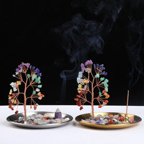 Wholesale Incense Holder 7 Chakra Quartz Crystal Tree Crystal Chips Incense Holder