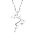 YILUN Christmas Jewelry Gift I925 Sterling Silver Rhodium Plated Reindeer Necklace for Women