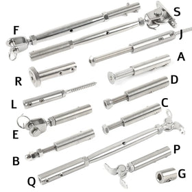 Cable Railing TurnBuckle End Fitting Threaded Stud Tension Stair Wire Rope Handscrew Clamp with Hexagon Grub Screw