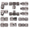 3/8" Stainless Steel Atomizing Nozzle Connector High-Pressure Pneumatic Pipe Fitting Double Compression Fittings with 3/16" Hole