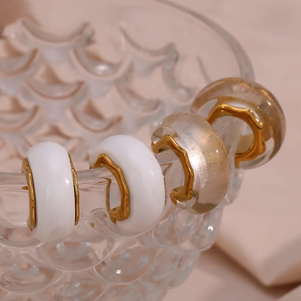 Chunky Acrylic C Shape Hoop Earring 18K Gold Plated Stainless Steel Ladies Earrings Women Jewelry