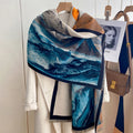 Fashion Luxury Winter Cotton Scarf Abstract Painting Floral Pashmina Stole Thick Blanket Shawls Wrap Soft Foulards