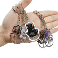 HZ Natural Stone_ Crystal Life Tree Pendant Hand Wound Silk Palm Fortune Tree Key Chain Souvenirs Gift