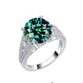 Green Moissanite Diamond 5ct Wedding S925 Sterling Silver Versatile Fashion Style with Four-Pronged Design Engagement Ring