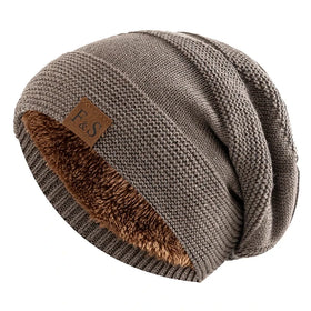 New Unisex Plaid/Letter Fur Lined Polyester Warm Beanie Cap with Custom Logo for Travel Casual Winter Knitted Hats Free Size