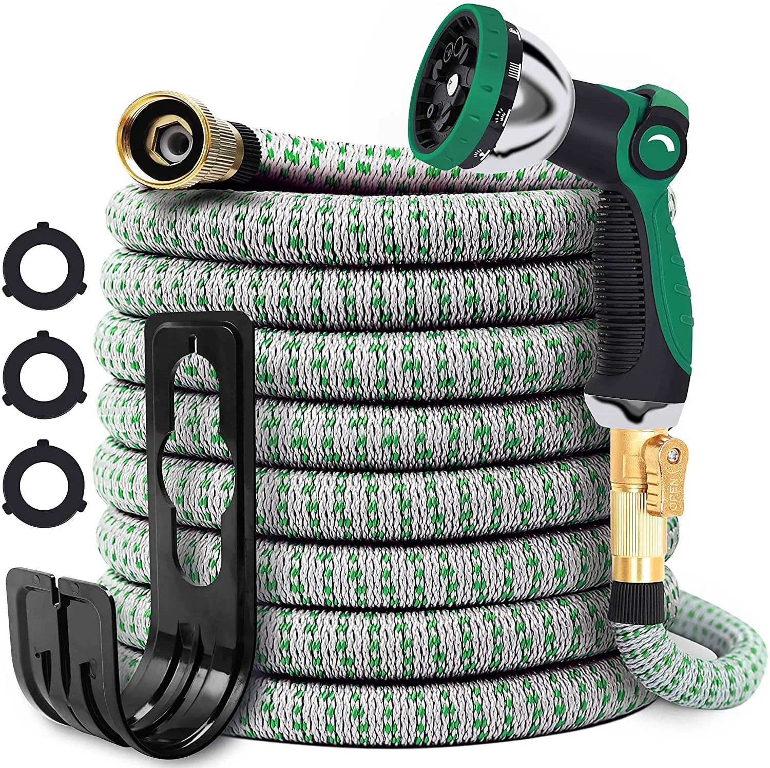 Wholesale 50ft Extra Strength Fabric Expandable Water Hose With 10 Function Sprayer