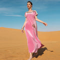 New Arrival Muslim Ladies Dresses Abaya Dubai Short Sleeves Diamonds High Waisted Velvet Dubai Abaya