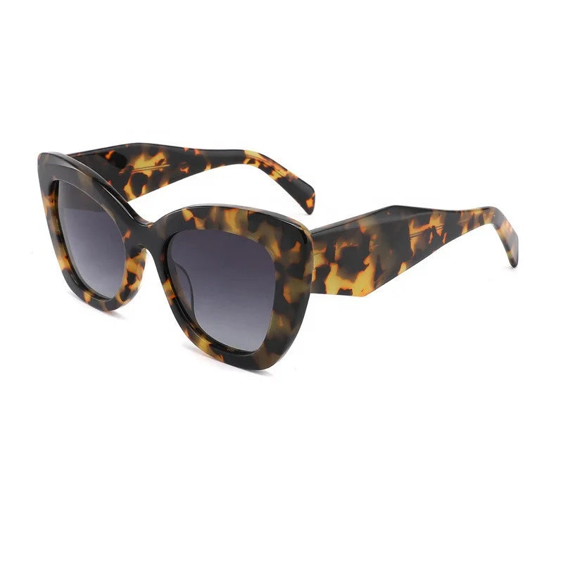 Fashion Women Luxury Uv400 Polarized Sun Glasses Designer Your Own Large Leopard Black Cat Eye Acetate Sunglasses 2022