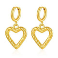 New Charm 18k Gold Plated Stainless Steel Pendant Jewelry Hoop Earrings Hollow Heart Pendant Earrings