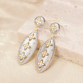 Daidan Earrings Silver Earrings Gold Plated Brush Marquise Four Leaf Clover Dangle Luxury Earrings