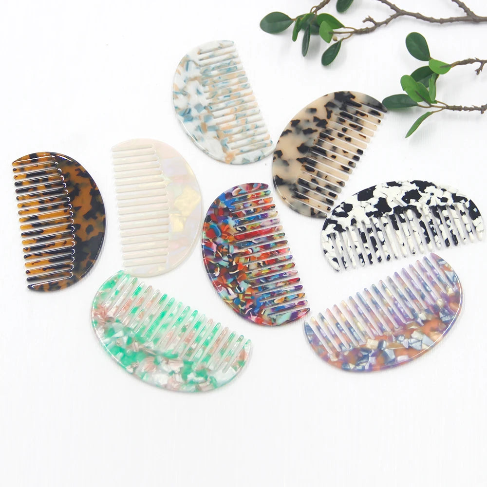 Fashion Cellulose Acetate Hair Comb Anti-Static Portable Travel Hair Acrylic Comb Personalised Wide-Tooth for Home & Salon Use