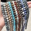 High Quality 4/6/8/10/12mm Matte Blue Line Agate Natural Stone Beads Unpolished Gemstone Gem Strand