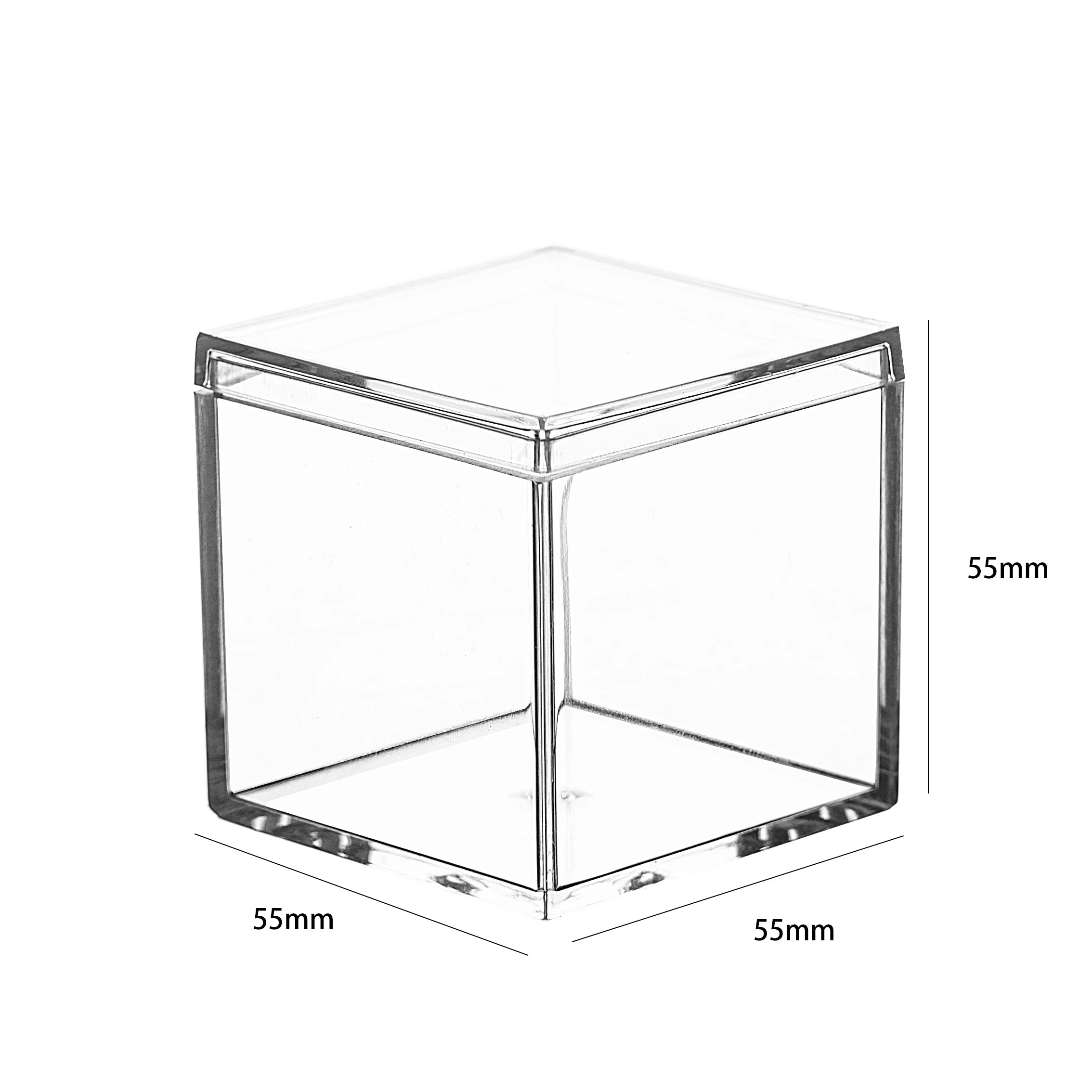 Clear Acrylic Plastic Square Cube with Lid 2x2x2 Inch (5.5cm) Small Clear Plastic Storage Boxes Acrylic Cubes for Storage