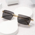 2024 Diamond Cut Clear Rectangle Luxury Sunglasses for Women Gold Metal Rimless Vintage Sun Glasses