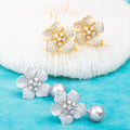 E010794 S925 Pearl Earring 925 Sterling Silver DIY 7-8mm Natural Freshwater Pearl Stud Earring for Women