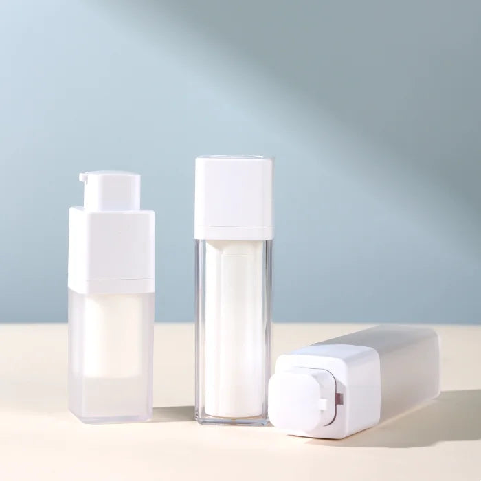 15ml 30ml 50ml Frosted Lotion Serum Bottles AS PP Plastic Cosmetic Packaging Square Airless Pump Bottles