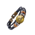 AA00172 Leather Braided Couple Bracelet Alloy 12 Constellations Charms Bracelets Men Jewelry Vintage Zodiac Signs Bracelet