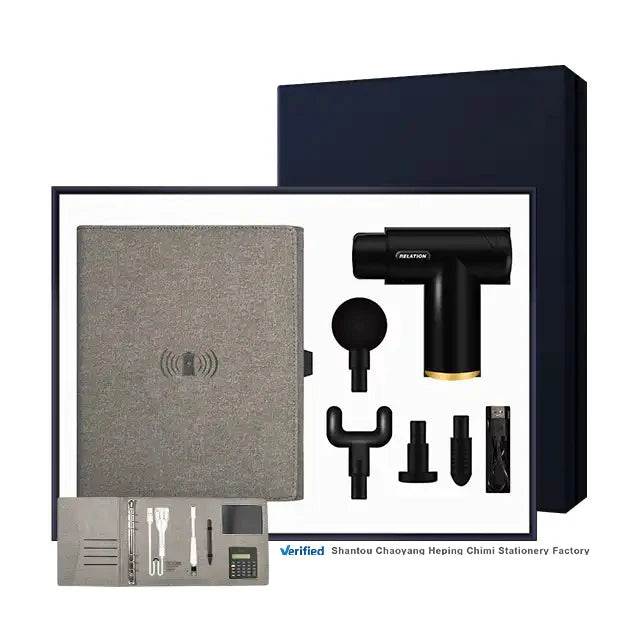 Gift Set Stainless Steel Power Bank Notebook with Small Writing Screen Notepad and Massage Gun 2022 Popular Business Gift Box