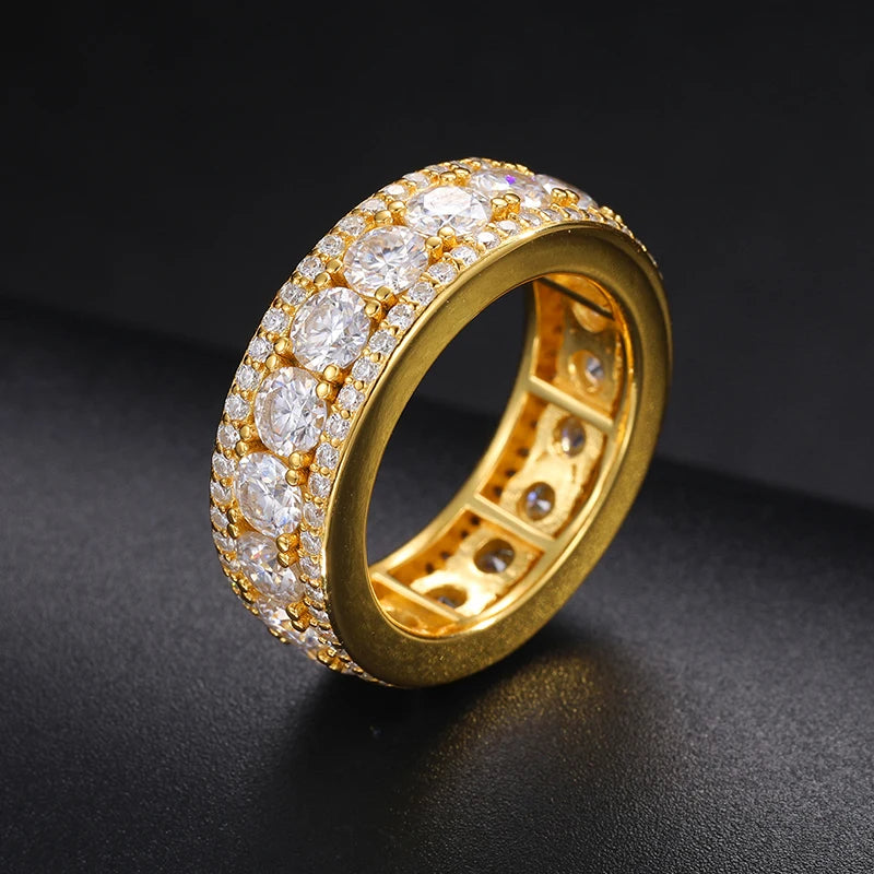 Fine Jewelry Wedding Engagement Ring 925 Sterling Silver VVS D Color Moissanite Diamond Men 18K Gold Eternity Band Rings