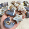 Wholesale Hand Carved Small Crystal Moons Natural Crystal Agate Druzy Geode Moons