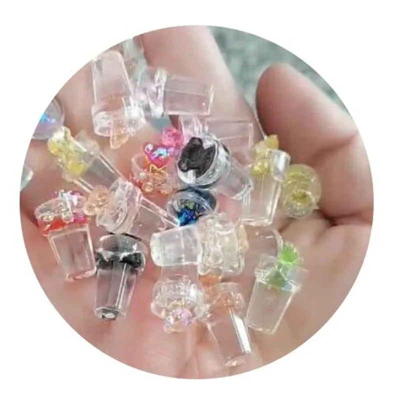 100pcs Colorful Glitter Clear Bottle Beads Kawaii Mini Beads for Jewelry Pendant Making Accessory Ornaments