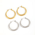 18K Gold Plated Luxury Stainless Steel Round Circle Earrings High High Quality Trendy Hoop Jewelry for Women