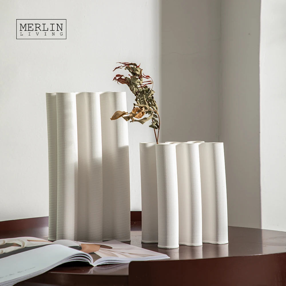 Merlin Living 3D Printing Vase Nordic Vase Flower Vases Desktop Ceramic Home Decoration Chaozhou Ceramic Factory Manufacture OEM