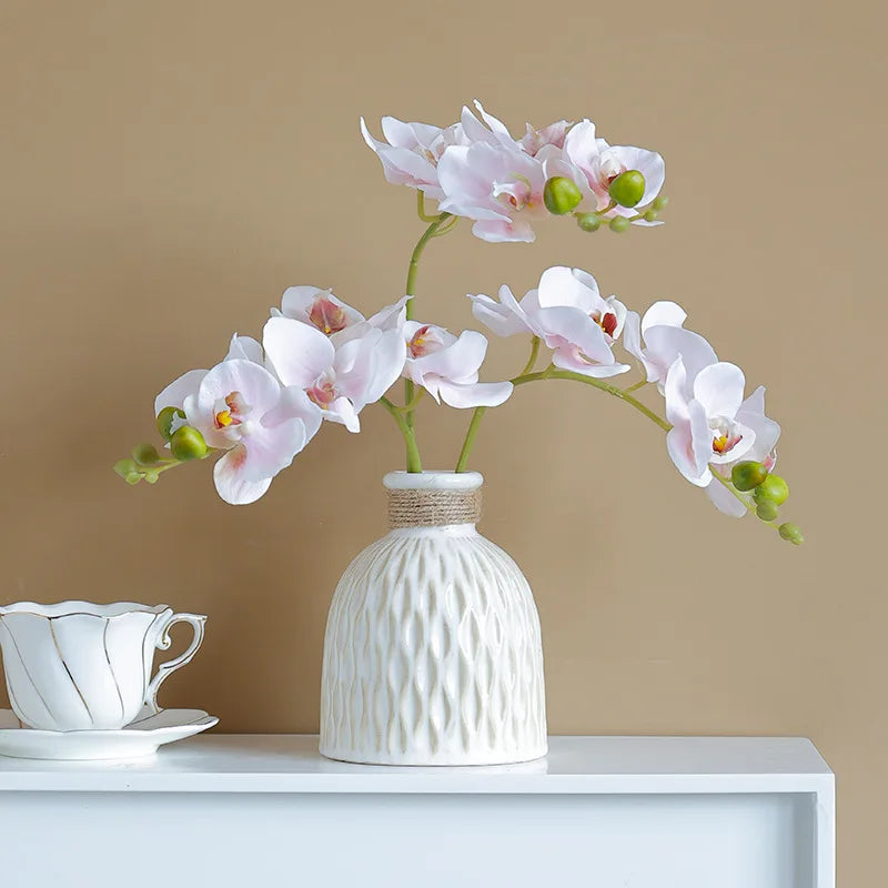 Factory Real Touch Orchid Artificial Orchid Stems 5 Heads Flowers for Wedding Home Decor Moisturizing Phalaenopsis