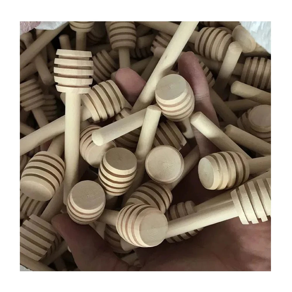 100Pcs 80mm Handle Mini Wooden Honey Stick Wood Honey Spoon Mixing Sticks Dipper Stirring Stick Jar Coffee Milk Tea Kitchen Tool