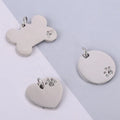 Stainless Steel Dot Diamond Pendant Dog Tag Glossy Tag Peach Heart Dog Paw Inner Hole Round Tag Collar Accessories