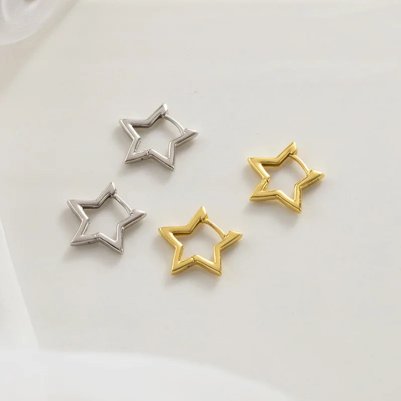 Fashion Earrings Jewelry for Women 18K Gold Plated 925 Sterling Silver Minimalist Star Hoop Earring 925 Silver Earring Wholesale