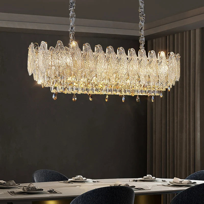 Best Sale Golden Round Ring Artistic Design Crystal Chandelier Lamp Lighting Lustre Ceiling Light for Living Room Lobby Villa