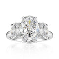 925 925 Sterling Silver Zircon Stone Ring 3 Stone Oval Cut Diamond Engagement Rings for Women