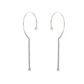 ES035 Fashion 925 Sterling Silver Zircon Big C Shape Chain Tassel Ear Clip Luxury Fine Jewelry Hook Drop Earrings for Women