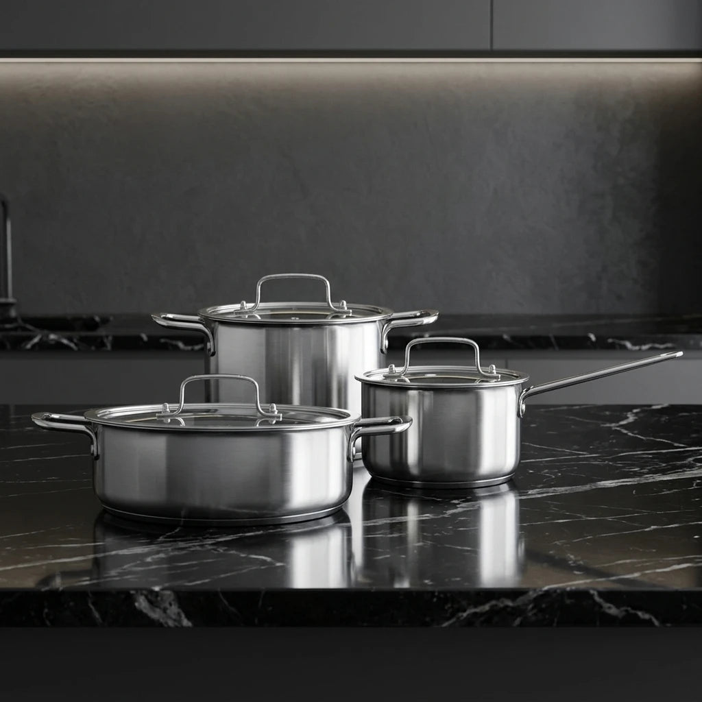 Kitchen Grade Cooking Pot Set 3Pcs Cookware Set Stainless Steel Soup Pot Milk Pot Cooking Pot With Lids