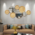 Simplicity Modern Gold Mirror 3d Metal Wall Art Decor Iron Art Decoration Nature Art Decor for Home Living Room