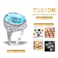 Real Vintage Silver 925 Rings Women Huge Sapphire Gemstone Ring Exquisite Goth Filigree Silver Jewelry Wholesale
