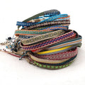 Woven Bohemian Friendship Bracelet Nepalese Ethnic Style Adjustable Fashion Women Cotton Leather BOHEMIA Geometric 1pcs/opp Bag MegaBDM