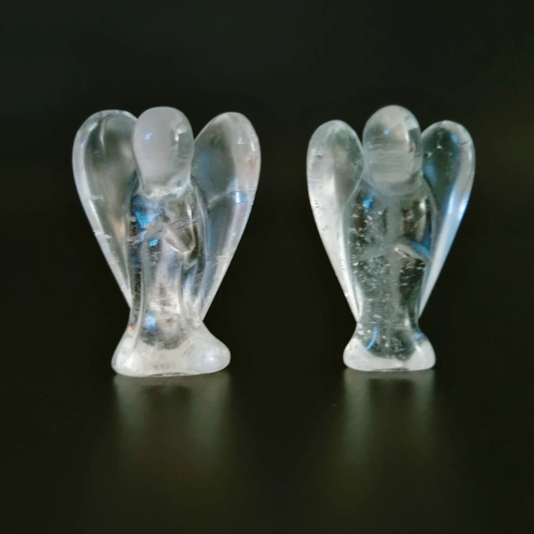 Huiying 1.5 Inch Natural Clear Quartz Carving Crystal Gemstone Animal Figurines Statue Angel Crafts