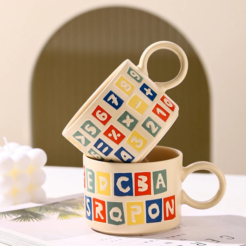 350ML Creative Ceramic Coffee Drip Latte Mug Embossed Breakfast Juice Milk Tea Water Cup Couple Mug Gift Home Restaurant Bar
