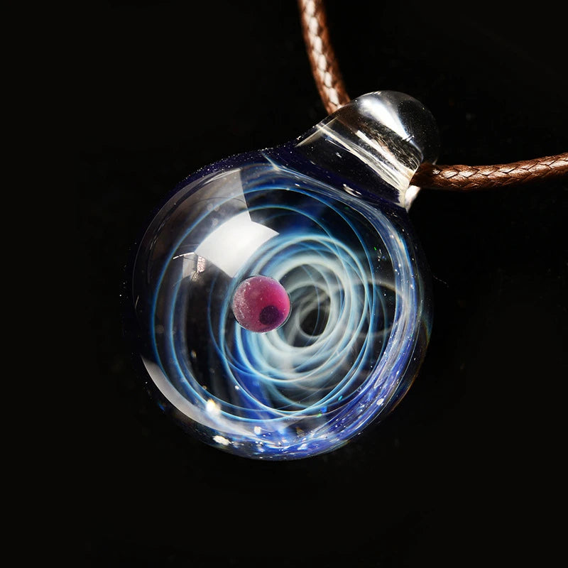 Artware Jewelry Mysterious Universe Glass Leather Necklace