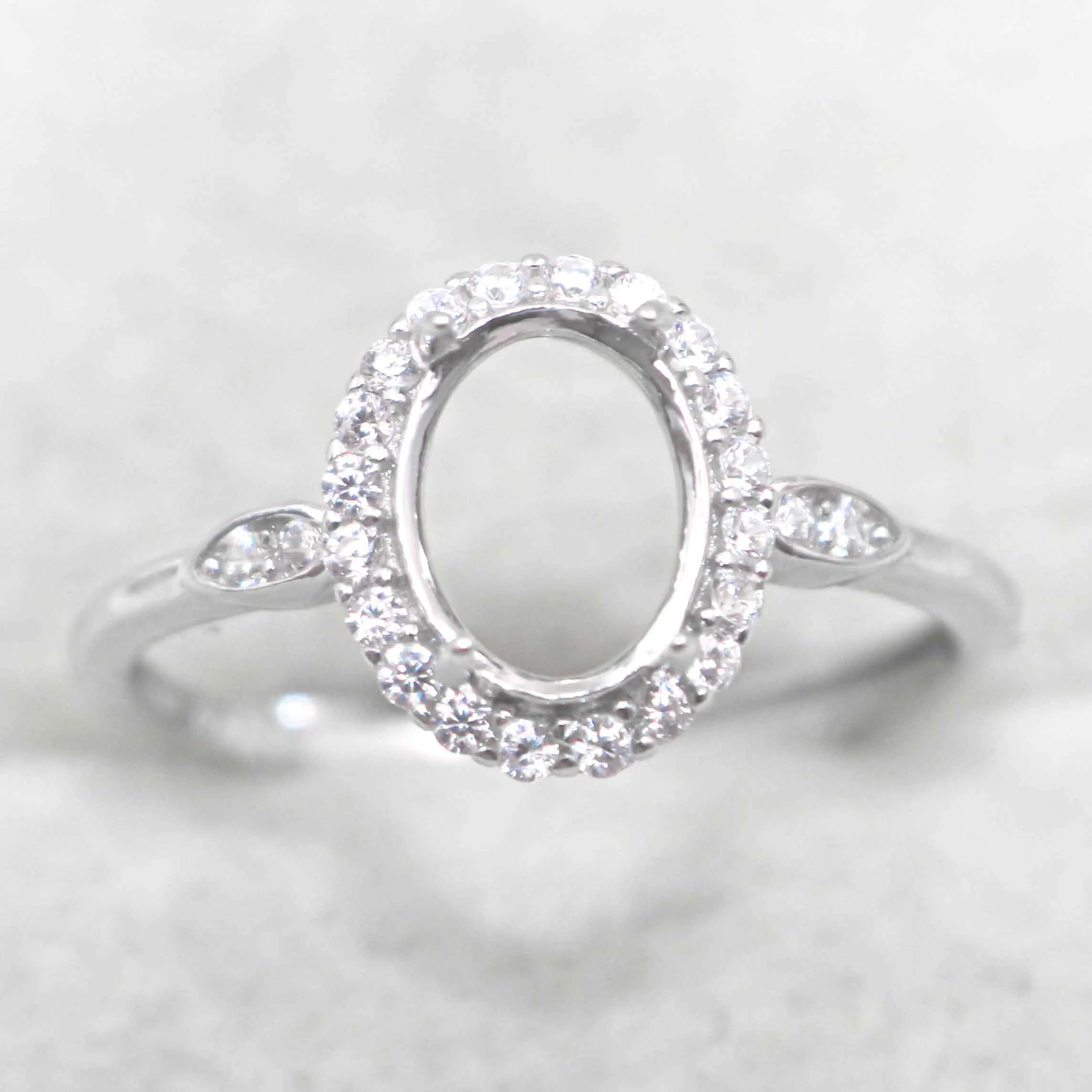 Semi Mount 6*8/7*9/8*10mm Sterling Silver Ring Frame Empty Blank Support Setting S925 Base Without Center Stone DIY for Inlay