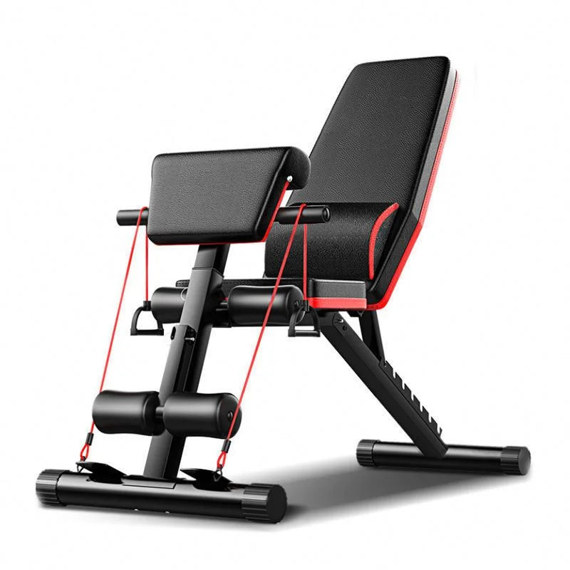 CooSport Fitness Adjustable Metal Dumbbell Chair Red Black Home Exercise Strength Training Foldable 300KGS Capacity