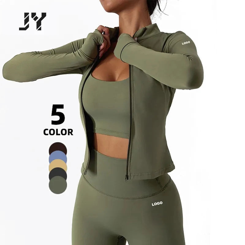 Joyyoung Yoga Set 2pcs Seamless Hot Selling Wear Running Breathable Knitted Tight Yoga Wear Long Sleeve Suit for Gym Sports