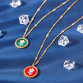 HOVANCI Dainty 18k Gold Plated Enamel Flower Coin Pendant Necklace Stainless Steel Green Red Statement Flower Necklace for Women