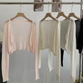 Stock New Design Long Sleeve Knit Smock Girls Button Knit Cardigan Light Thin Knitted Sweater Cost for Women
