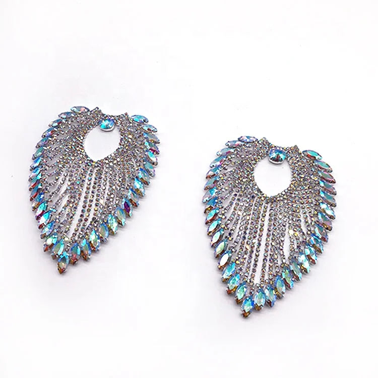 Cheap Wholesale Price Metal Design Sparks AB Rhinestone Applique for Dress Sash Wedding