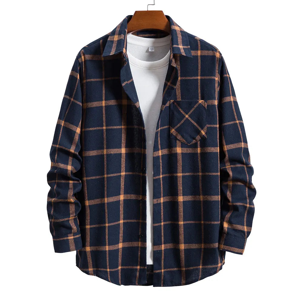 High Quality Top Fashion Full Sleeve Shirts for Men New Styles 2024 Men Autumn Winter Plaid Warm Business Casual Shirts