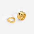 18K Gold Plated Stainless Steel Geometric Statement Chunky Band Cocktail Ring Cross Band D Rings Trendy Simple Unisex Daily Wear